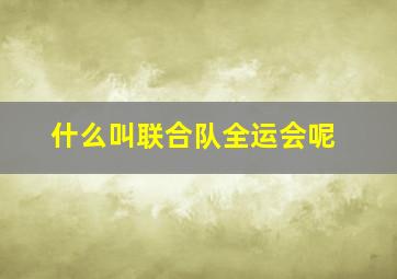 什么叫联合队全运会呢