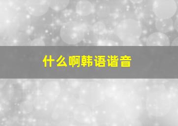 什么啊韩语谐音