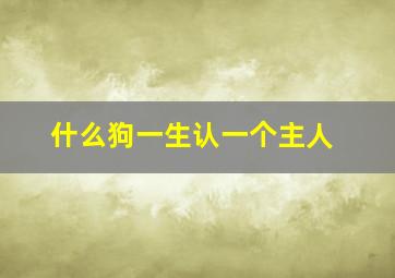 什么狗一生认一个主人