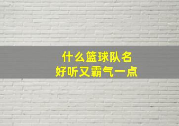 什么篮球队名好听又霸气一点