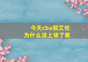 今天cba郭艾伦为什么没上场了呢