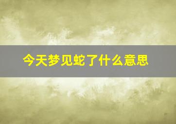 今天梦见蛇了什么意思