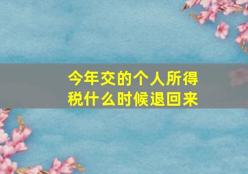 今年交的个人所得税什么时候退回来