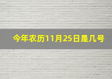 今年农历11月25日是几号