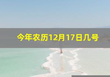 今年农历12月17日几号