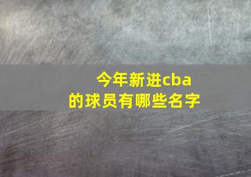 今年新进cba的球员有哪些名字