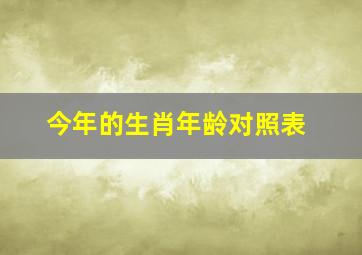 今年的生肖年龄对照表