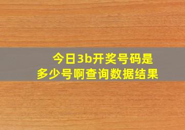 今日3b开奖号码是多少号啊查询数据结果