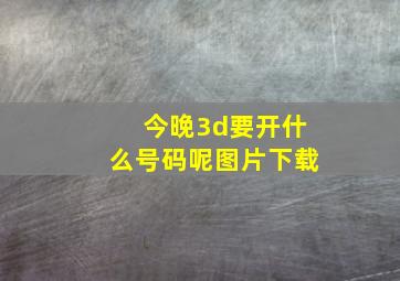 今晚3d要开什么号码呢图片下载