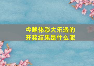 今晚体彩大乐透的开奖结果是什么呢