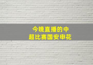 今晚直播的中超比赛国安申花