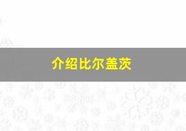 介绍比尔盖茨