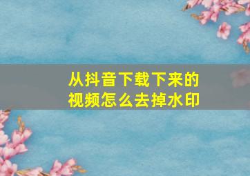 从抖音下载下来的视频怎么去掉水印