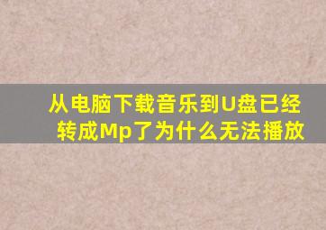 从电脑下载音乐到U盘已经转成Mp了为什么无法播放