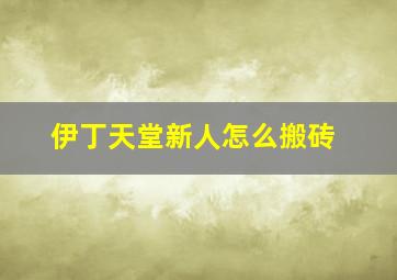 伊丁天堂新人怎么搬砖