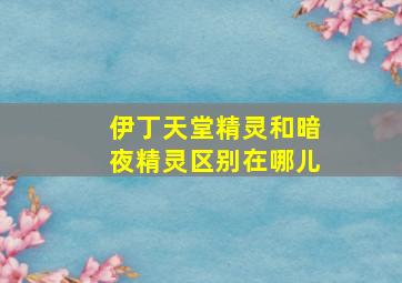 伊丁天堂精灵和暗夜精灵区别在哪儿