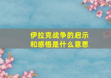 伊拉克战争的启示和感悟是什么意思