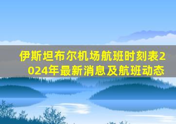 伊斯坦布尔机场航班时刻表2024年最新消息及航班动态