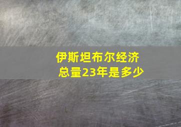 伊斯坦布尔经济总量23年是多少