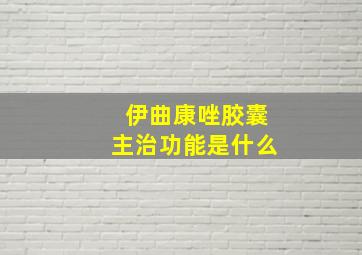 伊曲康唑胶囊主治功能是什么