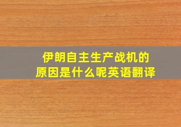 伊朗自主生产战机的原因是什么呢英语翻译