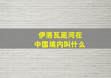 伊洛瓦底河在中国境内叫什么