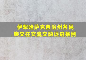 伊犁哈萨克自治州各民族交往交流交融促进条例