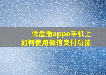 优盘插oppo手机上如何使用微信支付功能