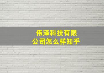 伟泽科技有限公司怎么样知乎