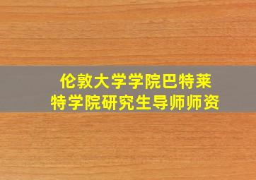 伦敦大学学院巴特莱特学院研究生导师师资