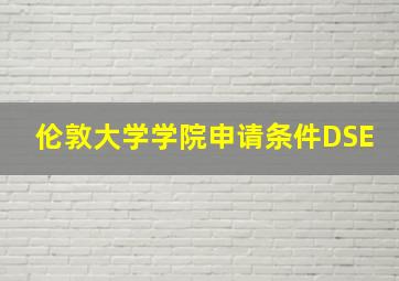 伦敦大学学院申请条件DSE