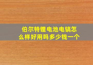 伯尔特锂电池电镐怎么样好用吗多少钱一个