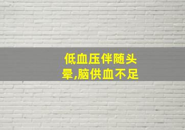 低血压伴随头晕,脑供血不足