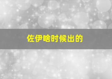 佐伊啥时候出的