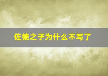 佐德之子为什么不写了