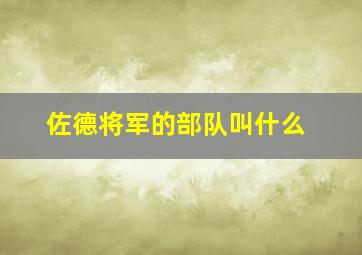 佐德将军的部队叫什么