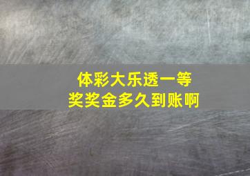 体彩大乐透一等奖奖金多久到账啊