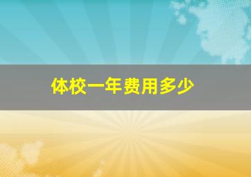 体校一年费用多少