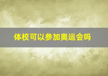 体校可以参加奥运会吗