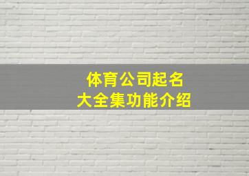 体育公司起名大全集功能介绍