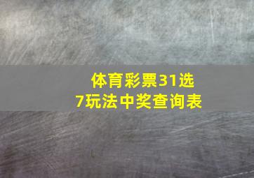 体育彩票31选7玩法中奖查询表