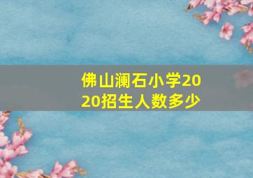 佛山澜石小学2020招生人数多少