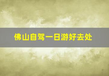 佛山自驾一日游好去处