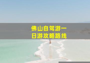 佛山自驾游一日游攻略路线