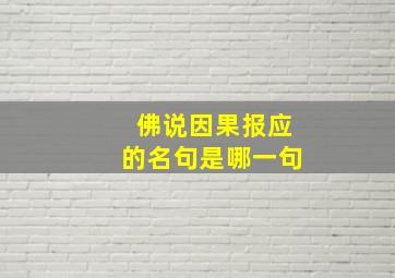 佛说因果报应的名句是哪一句