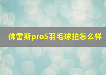 佛雷斯pro5羽毛球拍怎么样