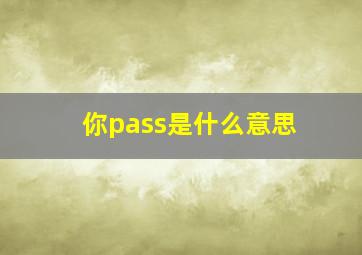 你pass是什么意思