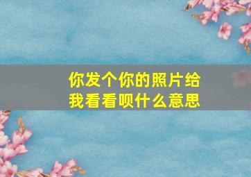 你发个你的照片给我看看呗什么意思