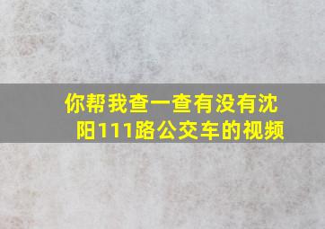 你帮我查一查有没有沈阳111路公交车的视频