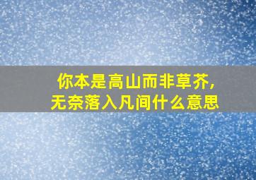 你本是高山而非草芥,无奈落入凡间什么意思